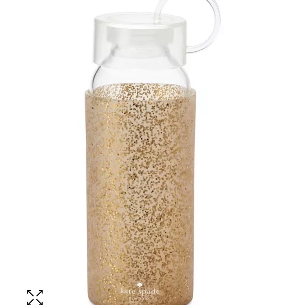 NWT Kate Spade water bottle gold glitter